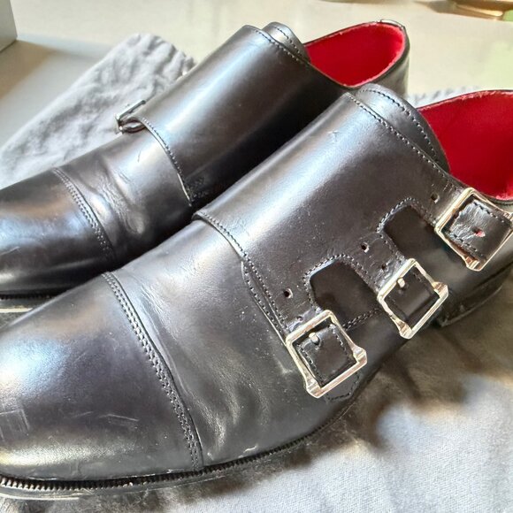 Alexander McQueen Triple Monk Strap Black Dress Shoe with Steel Tip - sz 41 - Picture 4 of 11